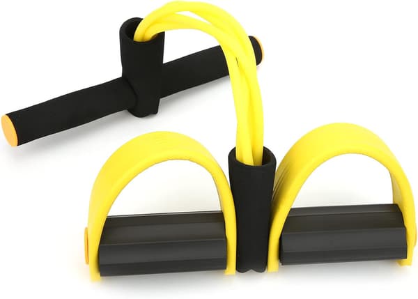 Sit-up Modstandsbånd, 2-Rørs Sit-up Modstandsbånd med Fodpude, Multifunktionel Elastisk Træksnor
