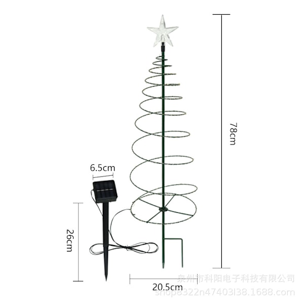 Solcelled Juletre med 8 Moduser - Hagebelysning for Festligheter, Hage, Hagegård, Landskapsdekorasjon, Jerndeler, Varmt Hvit Lys