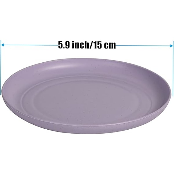 Vehnäolki Lautaset Kevyet Särkymättömät Ruokalautaset Lautassarja Myrkytön Astianpesukone & Mikroaaltouunin Kestävä BPA-vapaa ja Terveellinen (Pieni 6 kpl 5.9')