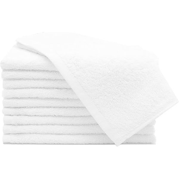 10 gjestehåndklær - lite, mykt håndkle 30x50 cm - vaskbart på 95°C - bomull - hvit - hotellkvalitet - Oeko Tex® sertifisert