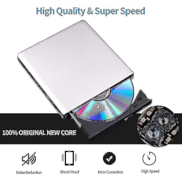 Ekstern 3D Blu-ray DVD-drev, USB 3.0 og Type-C Blu-ray DVD CD-læser