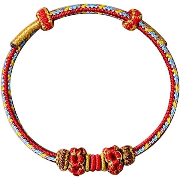 Tibetansk Lykkearmbånd Lykkeamulet Armbånd til Kvinder Flettet Tibetansk Stil Justerbart Håndledsarmbånd Rødt Armbånd Reb Armbånd