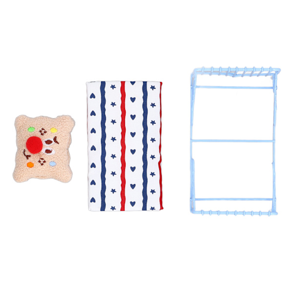 JFJC 1:12 Dockhus Mini Dockhus Björnaccessoarer Dockhus Säng Randig Mönster + Seriefigur Tillbehör stripe