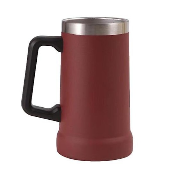700ML Ølseidel Dobbel Vegg Isolering Rustfritt Stål Kaffekopp Termokopp for Varme Kalde Drikker Stort Håndtak Knusesikker Eventyr Drikkekopp brown