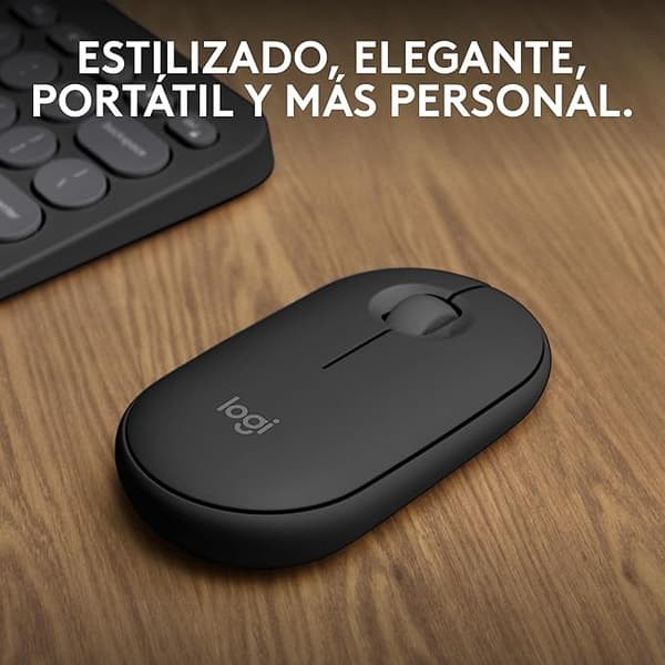 Logitech Pebble Mouse 2 M350s, Tynd, Let, Kan Tilpasses, Stille Klik, Nem Skift, Windows, macOS, iPadOS, Android, ChromeOS - Grafit