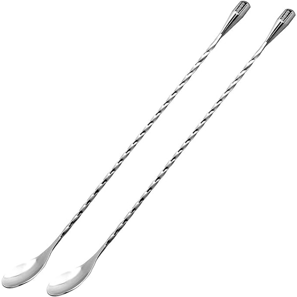 11-tommers barske, sæt med 2, røreskeer i rustfrit stål, barske med spiralmønster til cocktailshaker