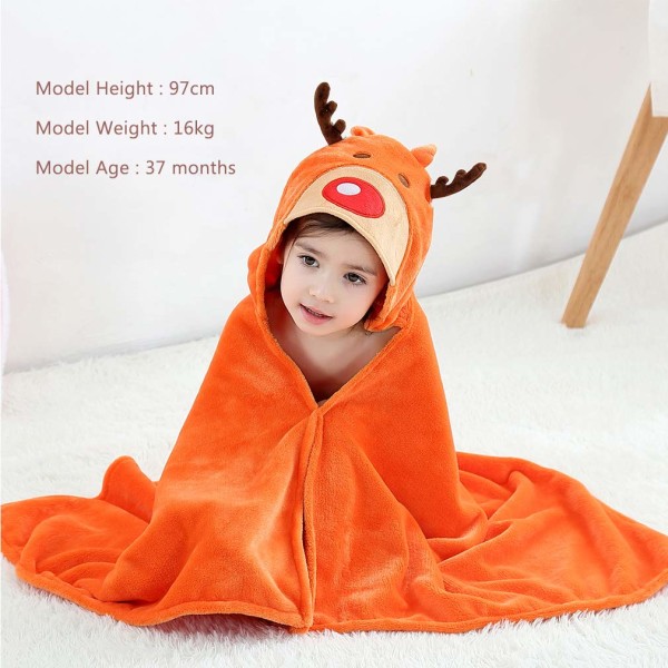 Baby Hooded Animal Bath Towels Ultra Soft Large Swimming Beach Bathrobe, Perfect Shower Gifts for Toddlers 0-5Y - Orange Orange