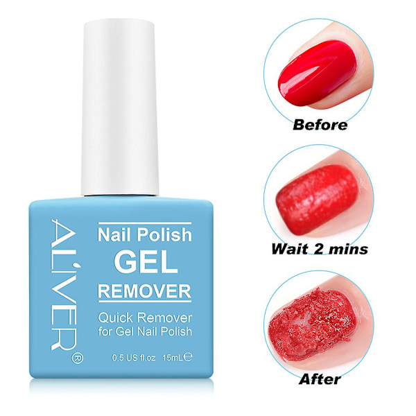 Aliver Soak-off Gel Akryl Neglelak Magisk Hurtig Burst Manicure Fjerner 15ml