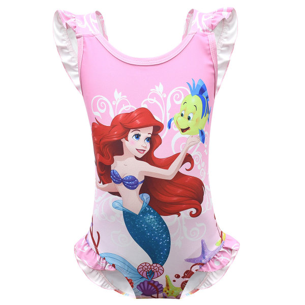 Flickor Barn Tecknad sjöjungfru Prinsessan Ariel Badkläder Bikini Baddräkt Baddräkt i ett stycke Strandkläder Pink 130cm