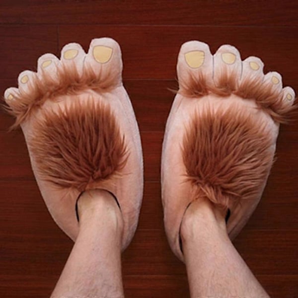 Furry Varma Tofflor Stora Håriga Unisex Vilda Hobbitfötter Plysch Hemtofflor Halloween Skor