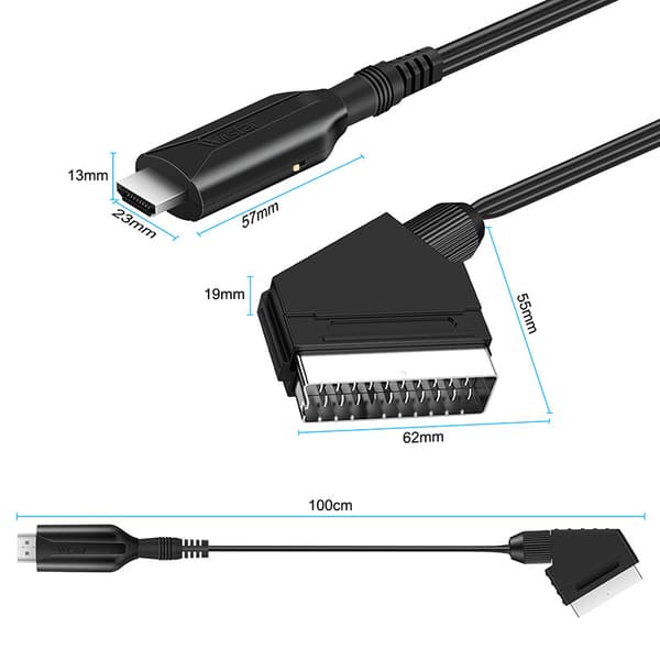 SCART til HDMI-konverter, alt-i-én SCART til HDMI-adapter, 1080P
