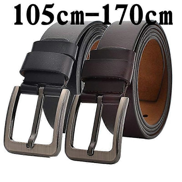 Ægte Læder Bælte Mænd 140 150 160 170cm Stor Størrelse Luksus Designer Bælter Mænd Ægte Læder Høj Kvalitet Livrem 125cm black