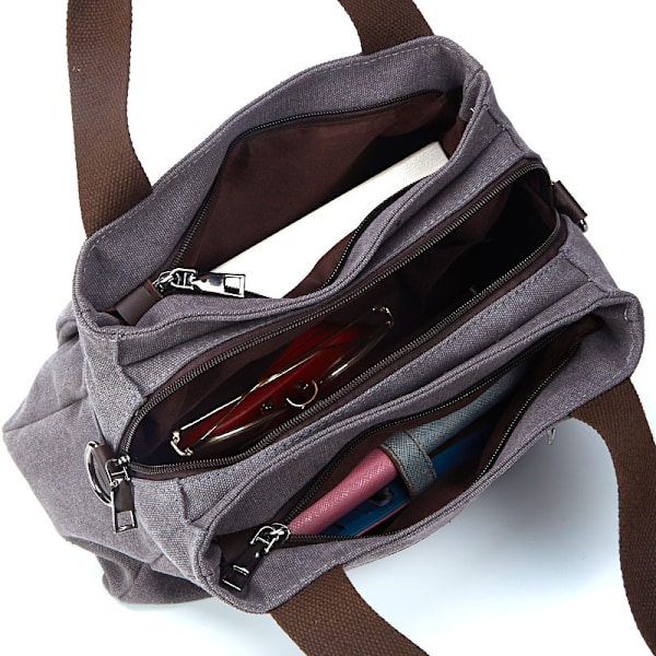 Retro afslappet dame taske lærred damer håndtaske skuldertaske messenger taske dame stor kapacitet multi-rum lærredstaske FB-078