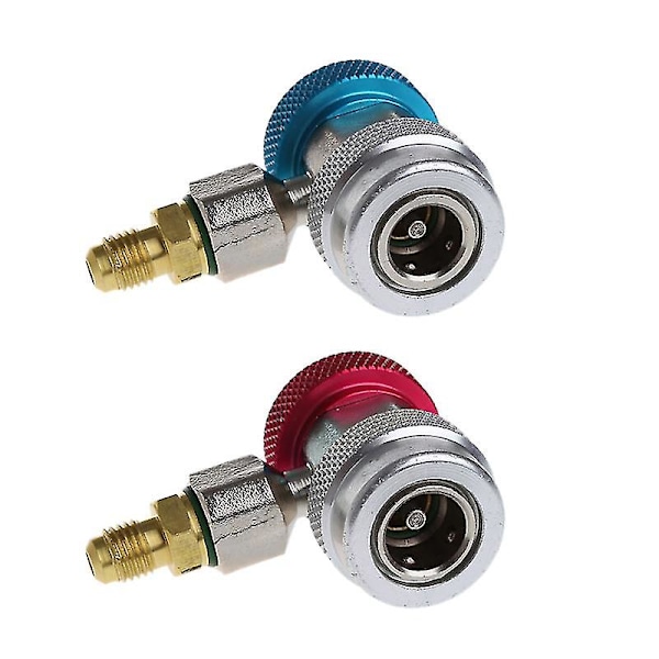 2st Bil Auto Freon R134a Snabbkopplingar Adaptrar Luftkonditionering Köldmedium Justerbar A/c Manifo