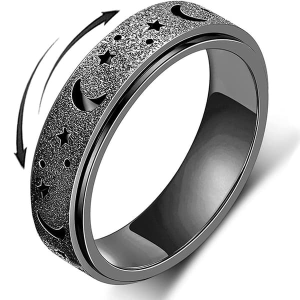 Titanium rustfritt stål spinnerringer Måne- og stjernefidgetring Stresslindrende angstring Forlovelsesbryllupsløftebånd for kvinner menn størrelse 5-12