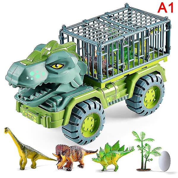 Lelu dinosaurus kuljetusauto lelu pullback auto lelu vihreä
