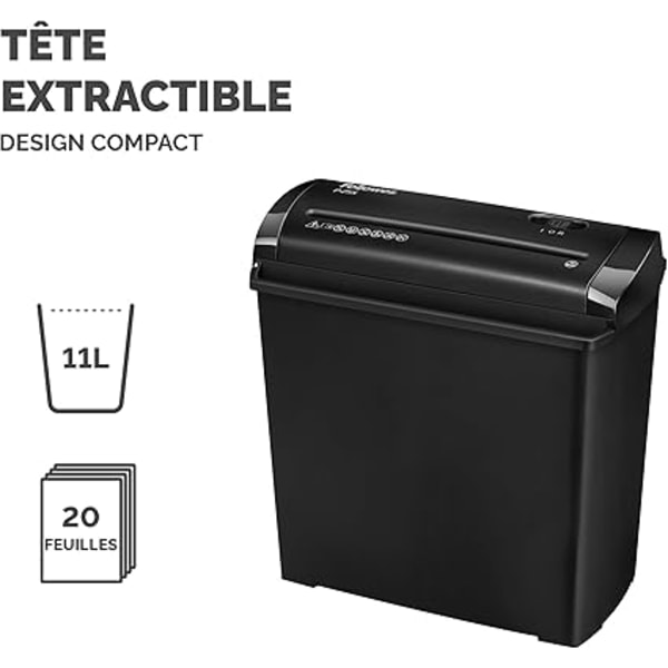P-25S Dokumentmakulator for hjemmebruk - Rett kutt - 5 arks kapasitet - 11L resirkuleringsbeholder - Powershred® P-25S - Sikkerhetsklasse P1 - Svart