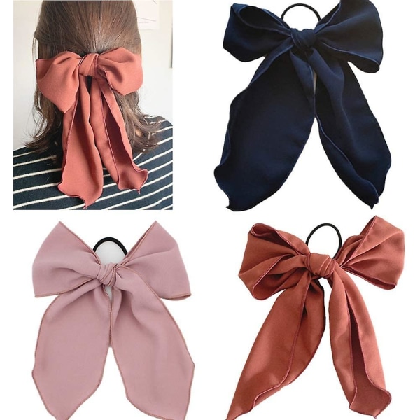 3kpl Bowknot Hiussolmiot Joustavat Hius Scrunchies Sifonki Rusetti Hiusköydet Hiusten poninhäntäpidike
