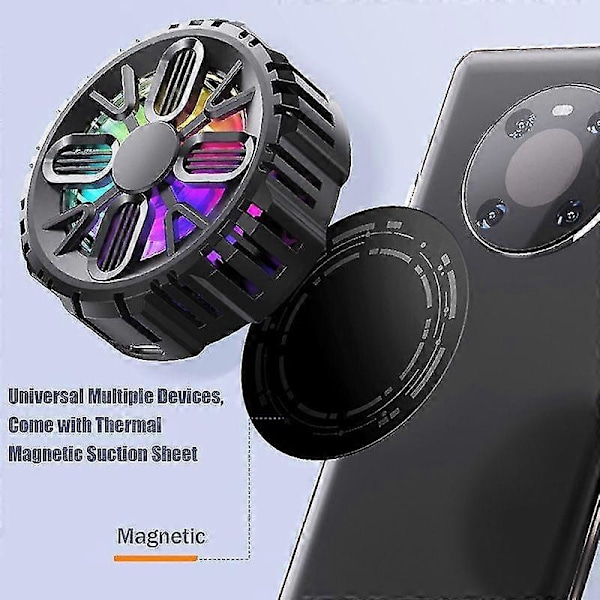 Matkapuhelimen jäähdytin tuuletin magneettinen RGB-valo minituuletin