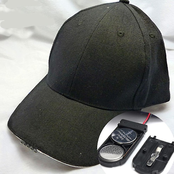 Camo-baseballlippis otsalampulla, kirkkaat LED-valot, unisex, miesten taskulamppulippis-hy Black