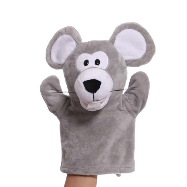 Plush handdocka, tecknad djurhanddocka, docka med rörlig mun, förskoleförälder-barn interaktionsguide