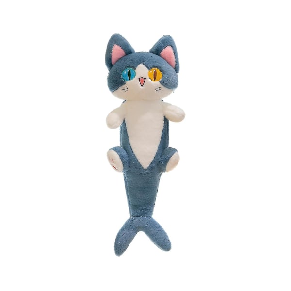 Härlig haj katt plysch docka leksak Söt tecknad film mjuk fylld haj kattunge kudde Lång sömnkudde docka leksak gåva 50cm