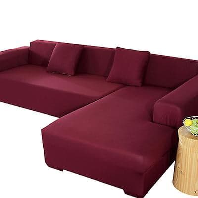 Elastisk stoff all-inclusive fire sesonger L-formet lenestol sofa trekk
