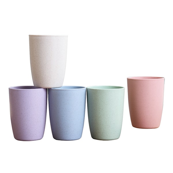 Miljövänlig Okrossbar Återanvändbar Drickskopp för Vuxna (35 cl), Vetestråglas Hälsosam Tumbler Set 5-Multifärgad, Diskmaskinsäker