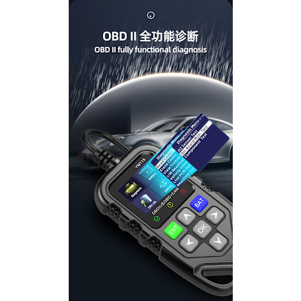 YMOBD bil diagnostikverktyg bilmotor feldetektering batteridetektering obd YM119