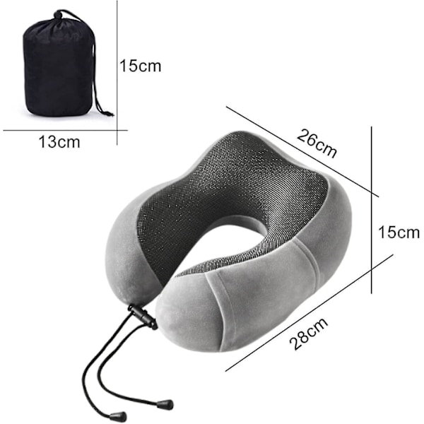 Reisepute, nakkepute i memory foam for reise eller fly, ergonomisk designet nakkestøttepute - wf