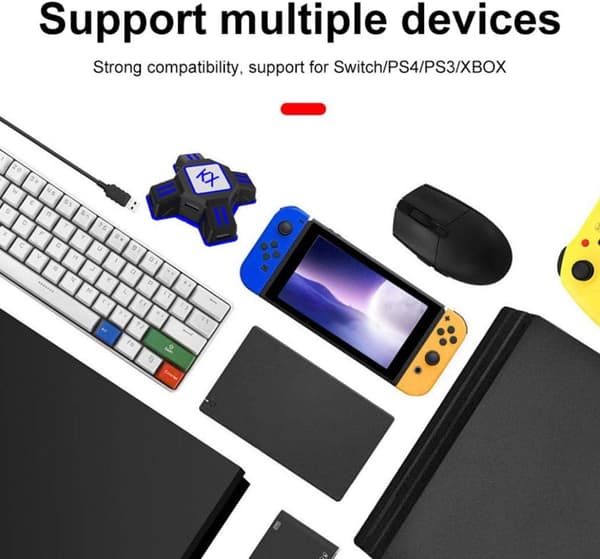 Kompatibel med NS/PS5/PS4/PS3/X konsoller, tastatur- og museadapter