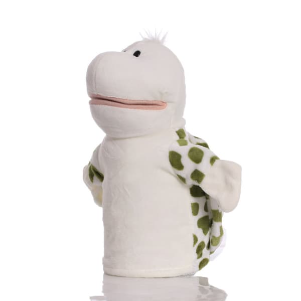 Plush handdocka, tecknad djurhanddocka, docka med rörlig mun, förskoleförälder-barn interaktionsguide