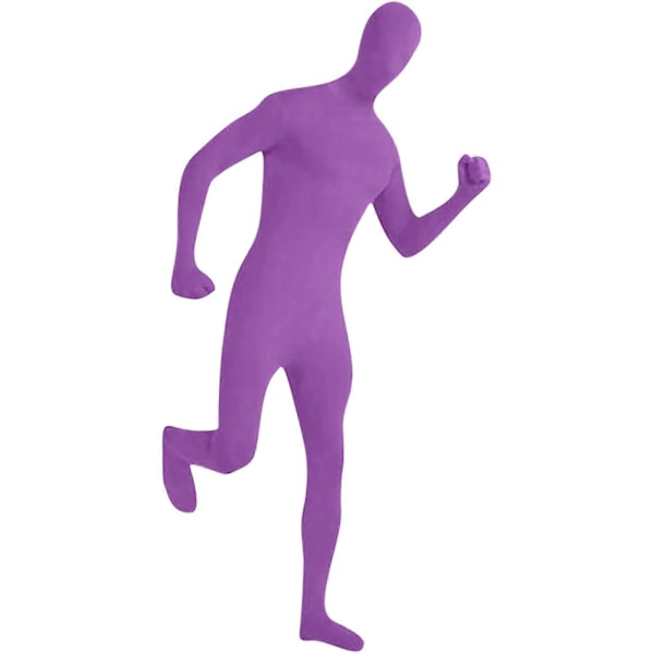 Zentai-drakt for menn og kvinner, tettsittende jumpsuit, ensfarget dansekostyme, sceneopptredenskostyme Purple XL