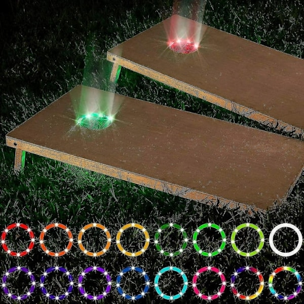 Färgglada cornhole-lampor med sandpåsebräda, fjärrkontroll och RGB-skylt