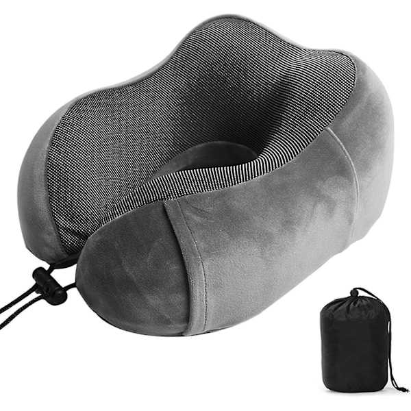 Reisepute, nakkepute i memory foam for reise eller fly, ergonomisk designet nakkestøttepute - wf