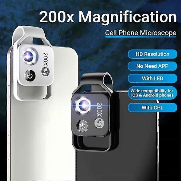 Nanozoom 200x Förstoringszoom, Nanozoom Mobiltelefonlins - Utmärkt 002 white with cpl