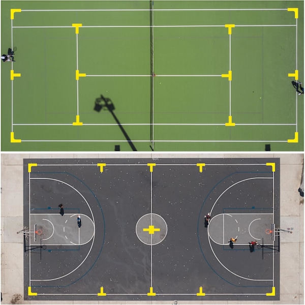 Pickleballbanemarkeringskit, Utomhus Pickleballbanans Gränslinjemarkörer, Linjemarkeringsset, Gul