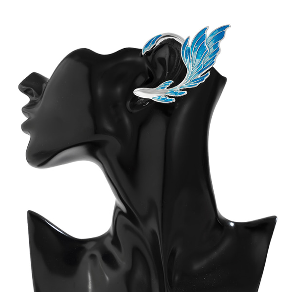 Punk Creative Gradient Blue Fish Ear Cuff clips til kvinde