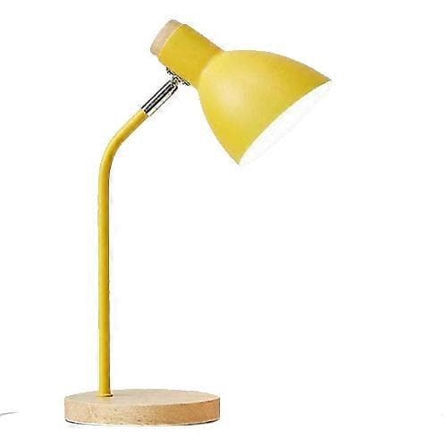 E27 skrivebordslampe med trebunn og trykknappbryter