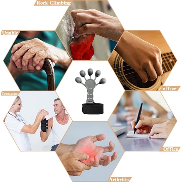 Finger Exerciser, Handstyrketräning, Set med 2 Silikonmotståndsband för Händer Nivå 6, Fingermuskelträning, Stresslindring, Bergsklättring.
