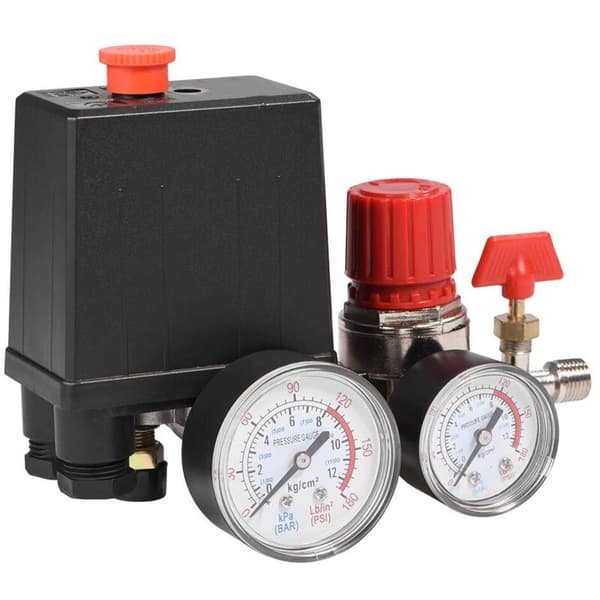 Luftkompressor trykkbryterventil, luftkompressor trykkbryter med trykkmåler og regulator