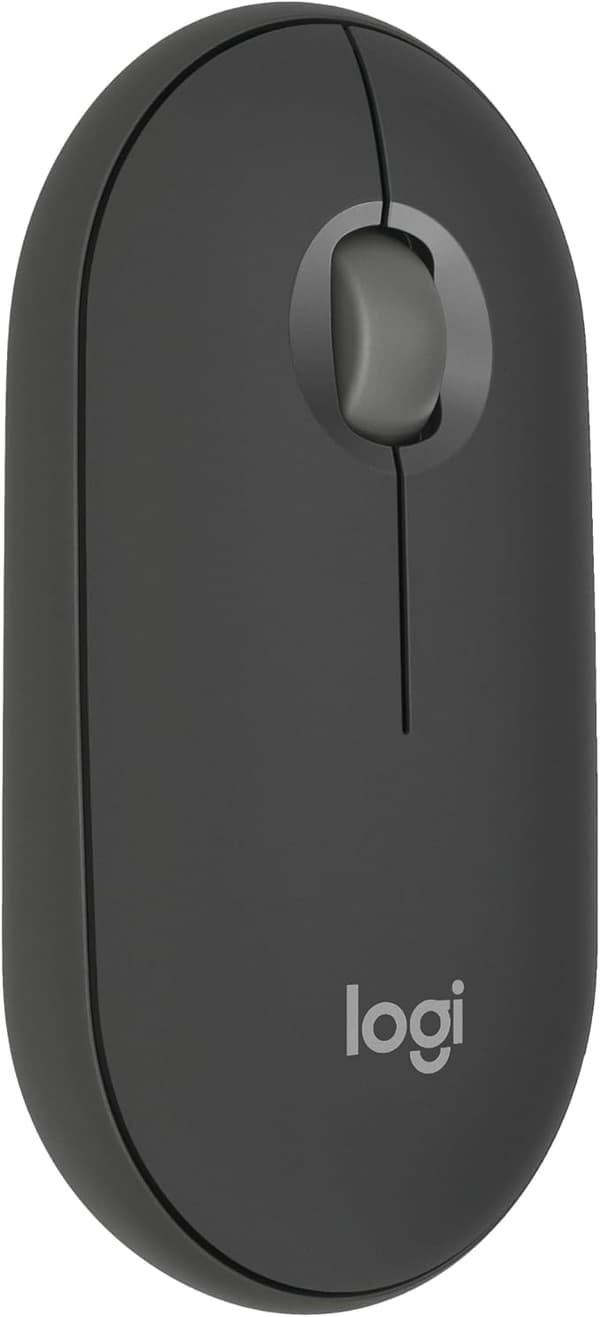 Logitech Pebble Mouse 2 M350s, Tynd, Let, Kan Tilpasses, Stille Klik, Nem Skift, Windows, macOS, iPadOS, Android, ChromeOS - Grafit