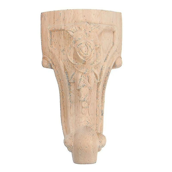 4 stk. 20 X 5 cm Gummitræ Udskåret Lang Onlay Applikation Umalet Blomst & 4 stk. 10x6 cm Træ Udskåret Fur-YUHAO
