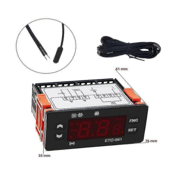 Etc-961 Termostat Temperaturkontroller Fuktighetskontroll Termometer Hygrometer Kjøling
