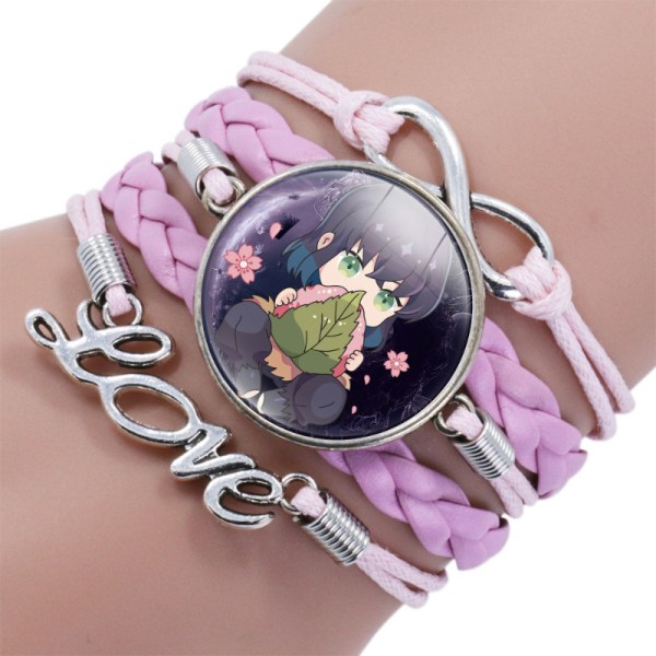 Bedst sælgende Demon Slayer Demon Slayer Time Gemstone Pink Læder Multilayer Armbånd 20502108