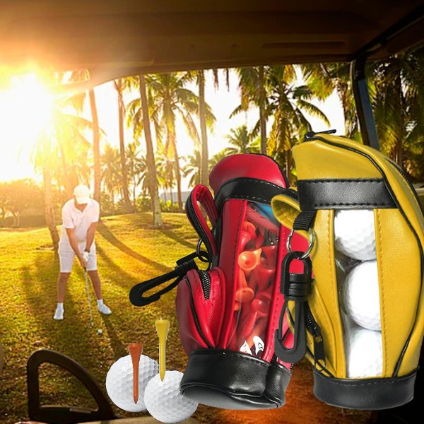 1 set Golfbollsväska Synlig design Dammtät dragkedja anti-scratch Slitbeständigt konstläder Portabel case Midjehållarväska Go White