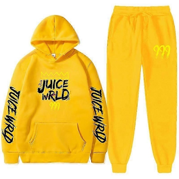 Ny Juice World Hoodie Träningsoverall Sweatshirt + Joggingbyxor Juice Wrld Juice Wrld Juice Wrld Trap Rap Regnbåge Tomografi Juice Wrld yellow 1 M