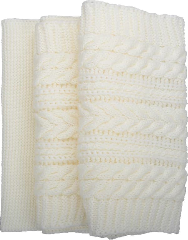 Damers Tykk Ribbestrikket Vinter Infinity Circle Loop Skjerf Premium Crochet White