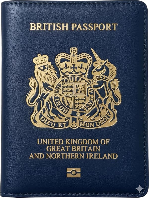 Mörkblått brittiskt passfodral, brittisk plånbok