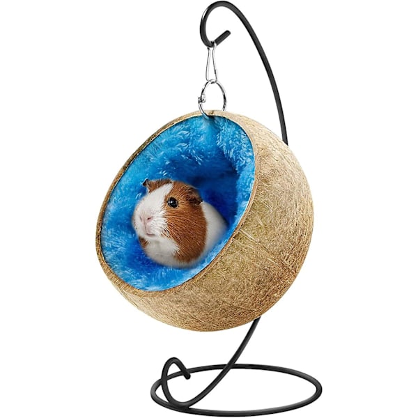 Marsvine Seng, Hamster Skjulested, Marsvine Tilbehør, Marsvine Legetøj, Stort Kokosnøddeskal Hamster Seng Hus med Varm Pude Skjulested til Kanin Gu
